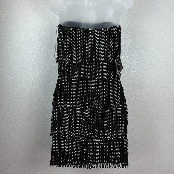 Area Stars Black Strapless Fringe Mini Dress Size X-Small NWT - Picture 7 of 9